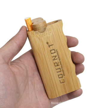 Bamboo Wood Dugout System Dugout Case with Metal One-hitter Ceramic one Hitter Pipe Hand Grooves Smoking accessories